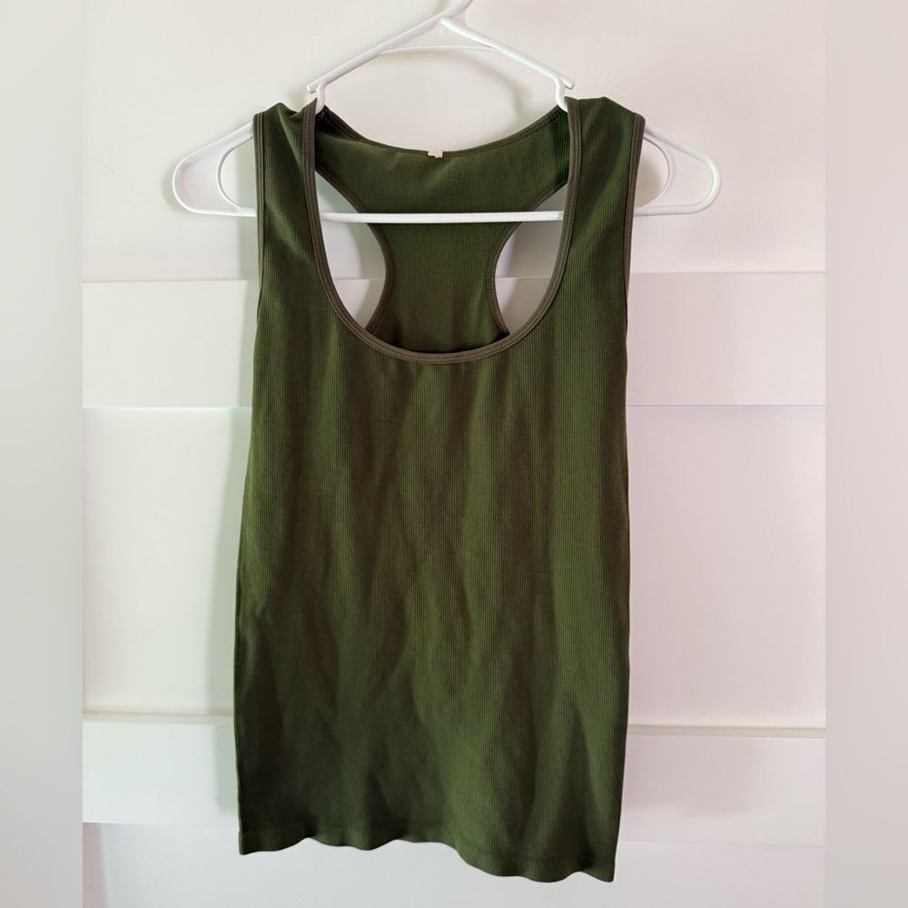 Olive Green Women's Racerback Tank Top size small y